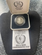 1989 Malta 25th Anniversary Independence Giorgio Borg Olivier Silver Proof Coin