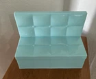 Vtg Barbie Furniture- Light Blue Booth/Couch Tufted Plastic