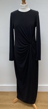 New Look MATERNITY Dress Black Full Length Ruched Front Size 14