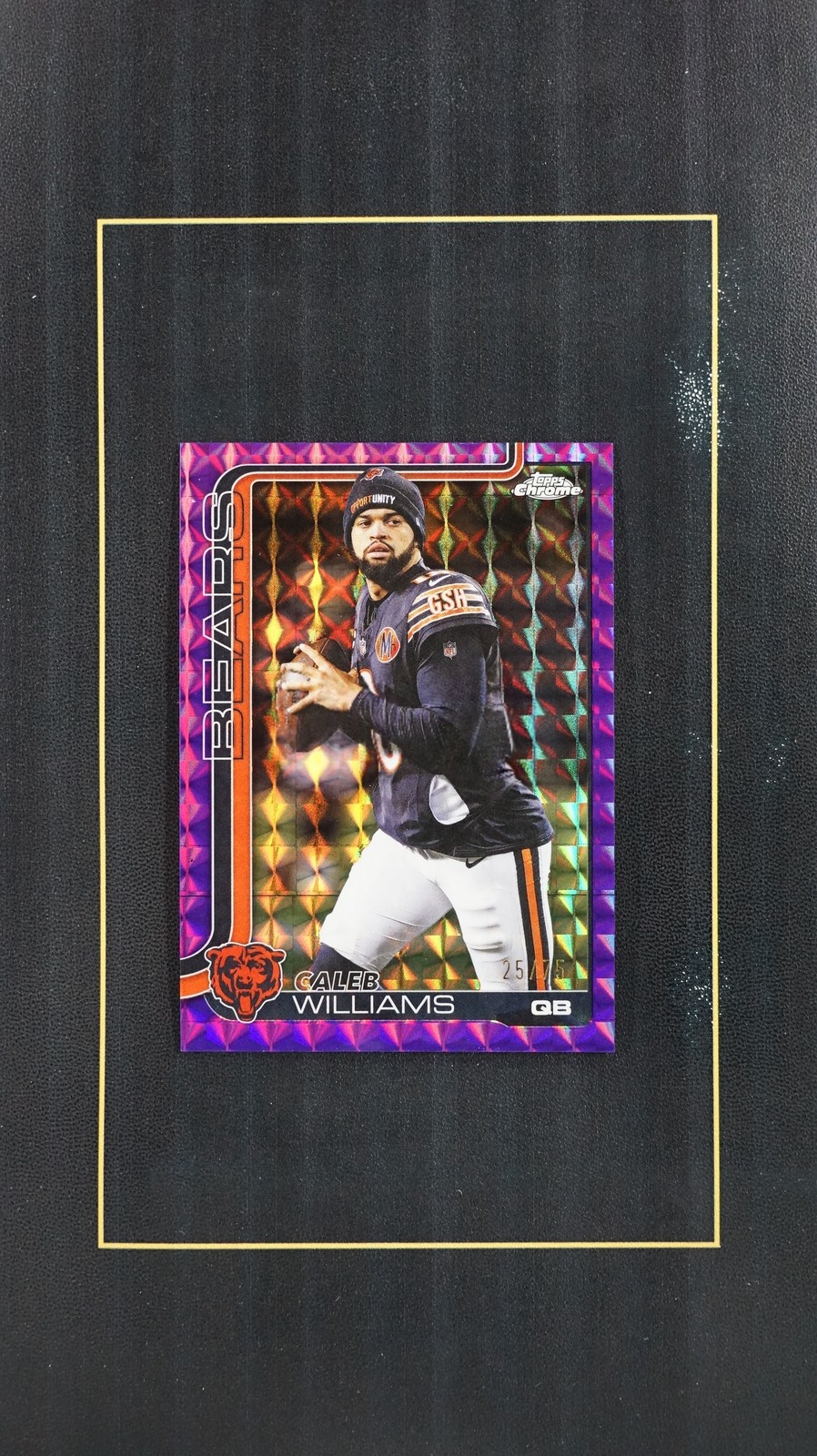 2025 Topps Chrome NFL Caleb Williams #52 Purple Geometric /75 Variation SSP