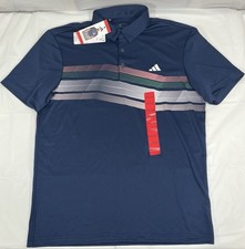 Adidas Core Chest Stripe Polo Golf Shirt, Navy, Men's Medium, Regular Fit, NEW