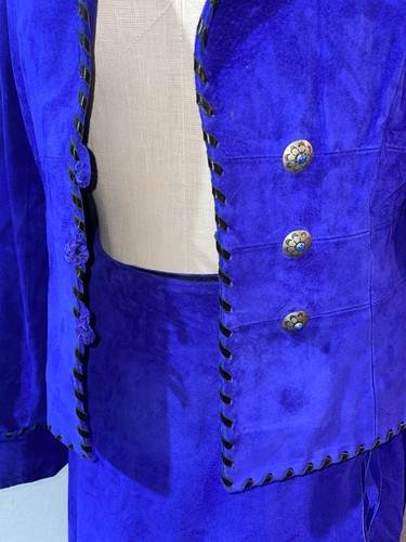 Char Women’s Vintage Genuine Suede Blazer+ Midi Skirt Suit size 8/10 Old Money - Picture 3 of 12