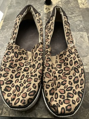 Toms Alpargata Boardwalk Platform Cheetah Leopard Animal Slip On Sneakers Sz 9.5