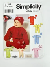 Simplicity 5720 Babies Bunting Romper Hat Sewing Pattern XXS XS S