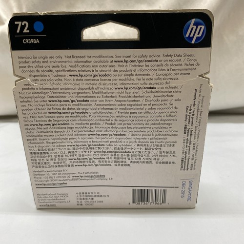 Nuevo cartucho de tinta cian original HP DesignJet 72 C9398A sellado caducidad diciembre 2015 - Imagen 9 de 24