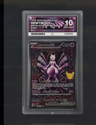 151/128 Mewtwo EX Ace 10 Gem mint Slab. Perfect Subs 10/10/10/10