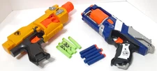 Lot of 2 NERF Guns BARRICADE RV-10 / Strongarm with 10 BULLETS Electronic WORKS