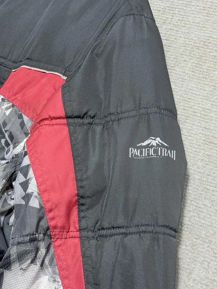 Chaqueta Pacific Trail Niños XL 18/20 Negra Roja Con Capucha Puffer Forrada de Vellón Invierno Foto 3 de 4