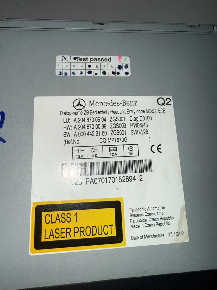 MERCEDES C-KLASSE KOMBI W204 C220 CDI CD-Radio Headunit ZB Bedienteil 2048700594 - Bild 2 von 4