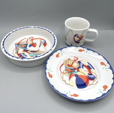 VTG Tiffany  Co Seashore Trio Child Plate Bowl Lid Ocean Theme Nautical Gift