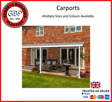 uPVC Lean-To Canopy Patio Car Port / White Frame - Projection 1.6m - 4.1m