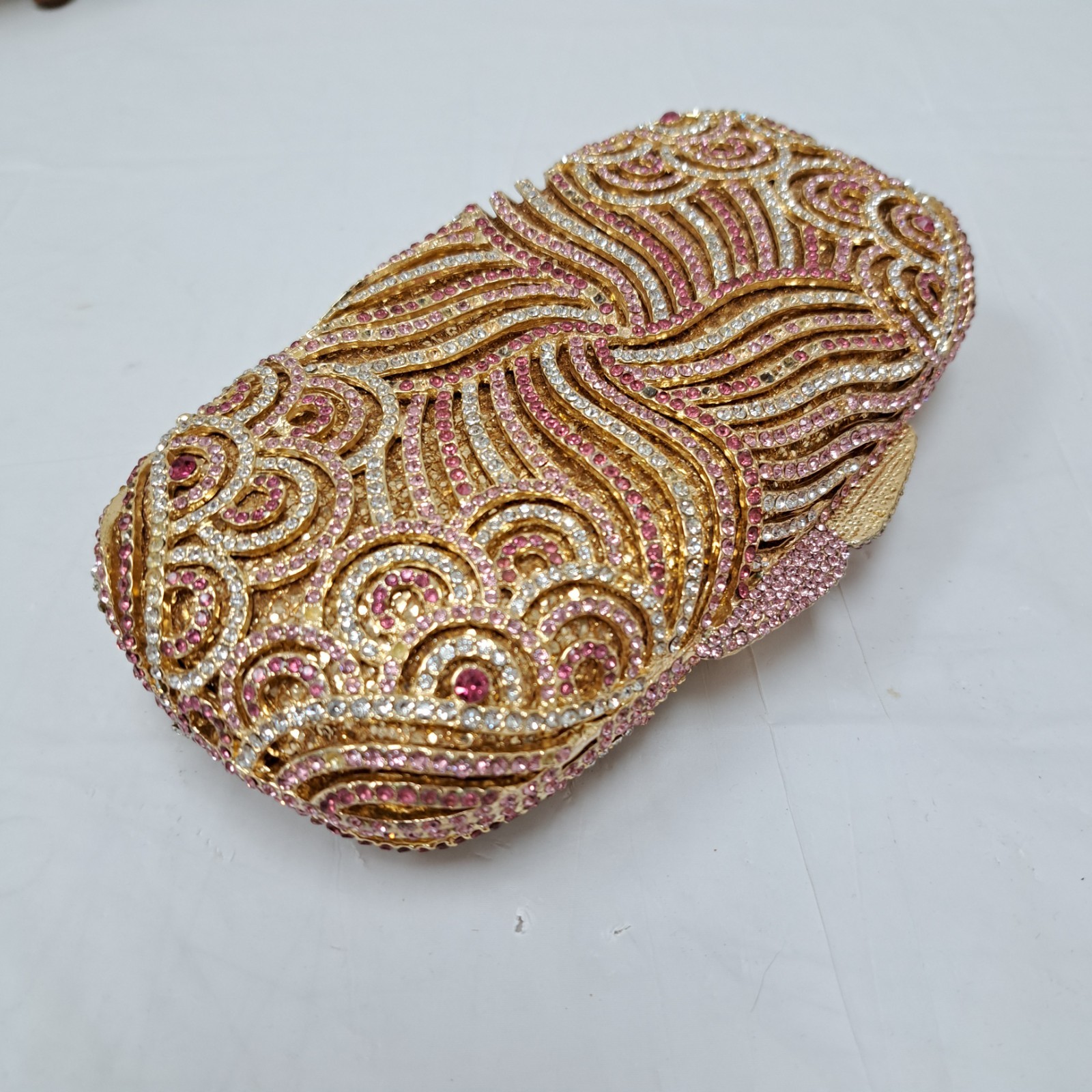 RHINESTONE ENCRUSTED RECTANGULAR CLUTCH Gold (w/p… - image 2