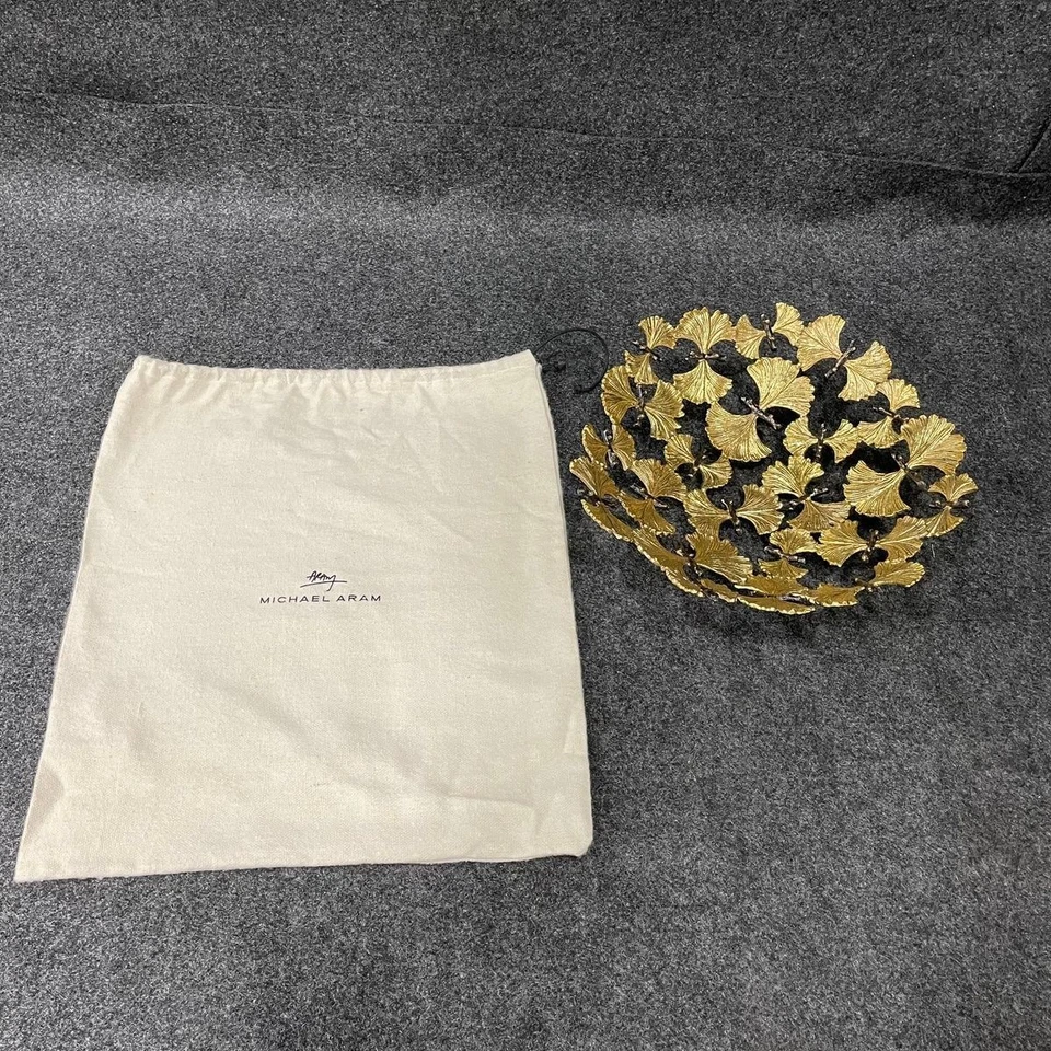 MICHAEL ARAM 175895 Mariposa Ginkgo Pan Cesta Dorado 3"H, 9.5" Diámetro Foto 2 de 4