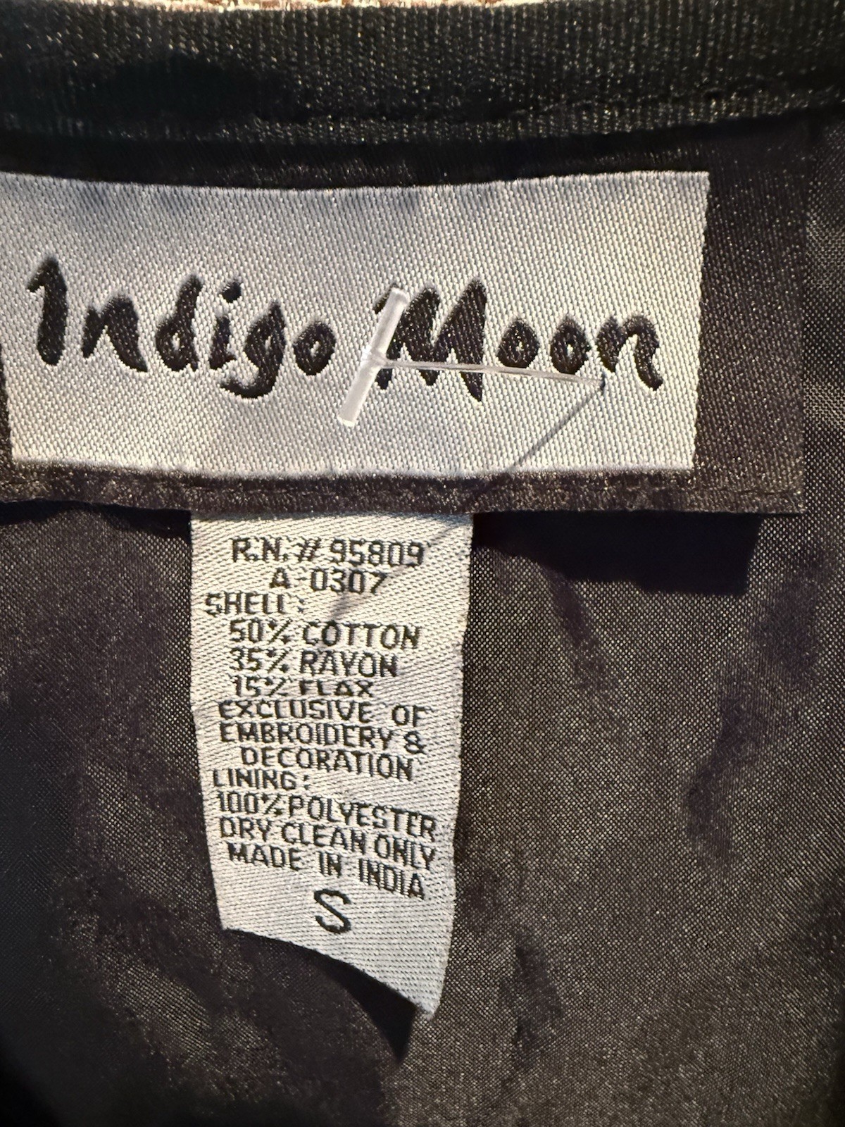 Patchwork Indigo Moon Size S Jacket Embroidery Fu… - image 2