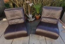 BROWN LEATHER MODULAR SOFA / CHAIRS 