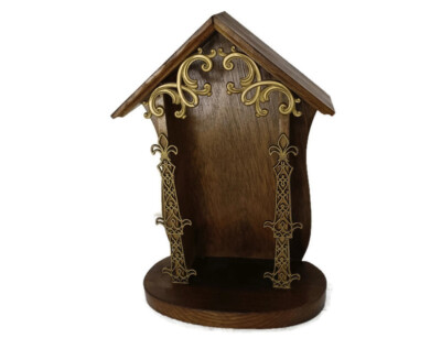 Chapel Niche for Statue   Vintage hand Carved wood Ormulu trim two toned Fleur d