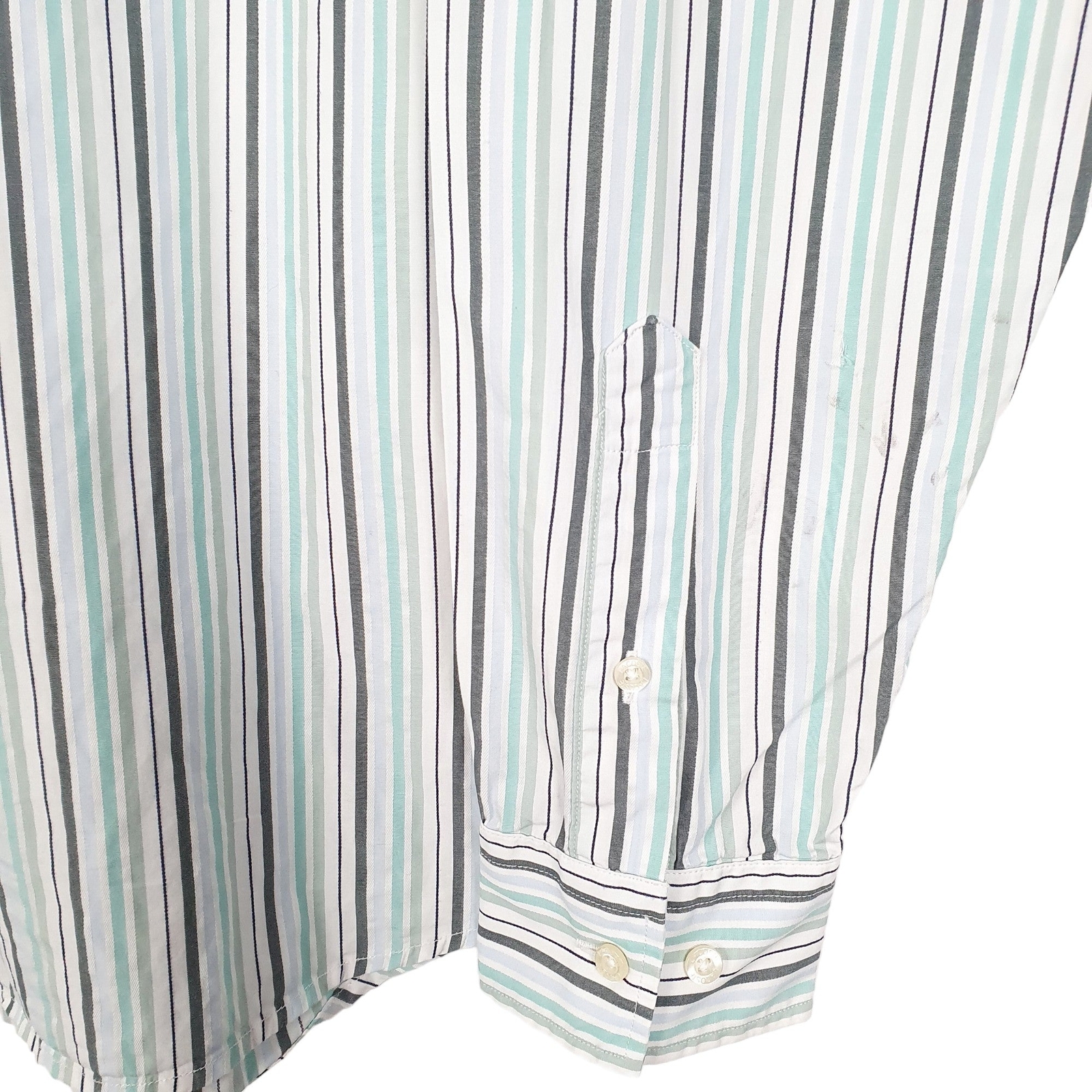 LACOSTE Green Striped Shirt Modern Long Sleeve Casual Cotton Mens M image 4
