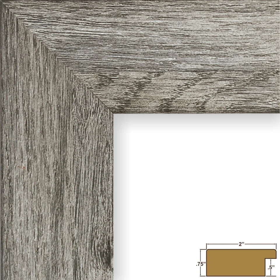 Craig Frames Bauhaus, 2" Grey Faux Barnwood Picture Frame With a Single Mat - Image 2 of 4