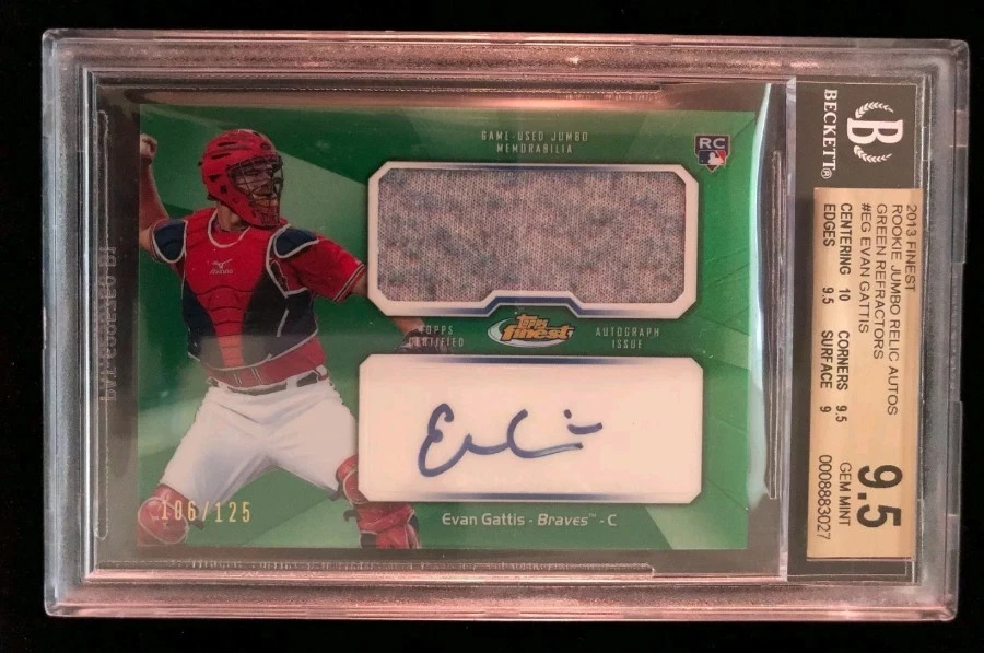 2013 Topps Finest Green Refractor Evan Gattis RC Jersey AUTO 125