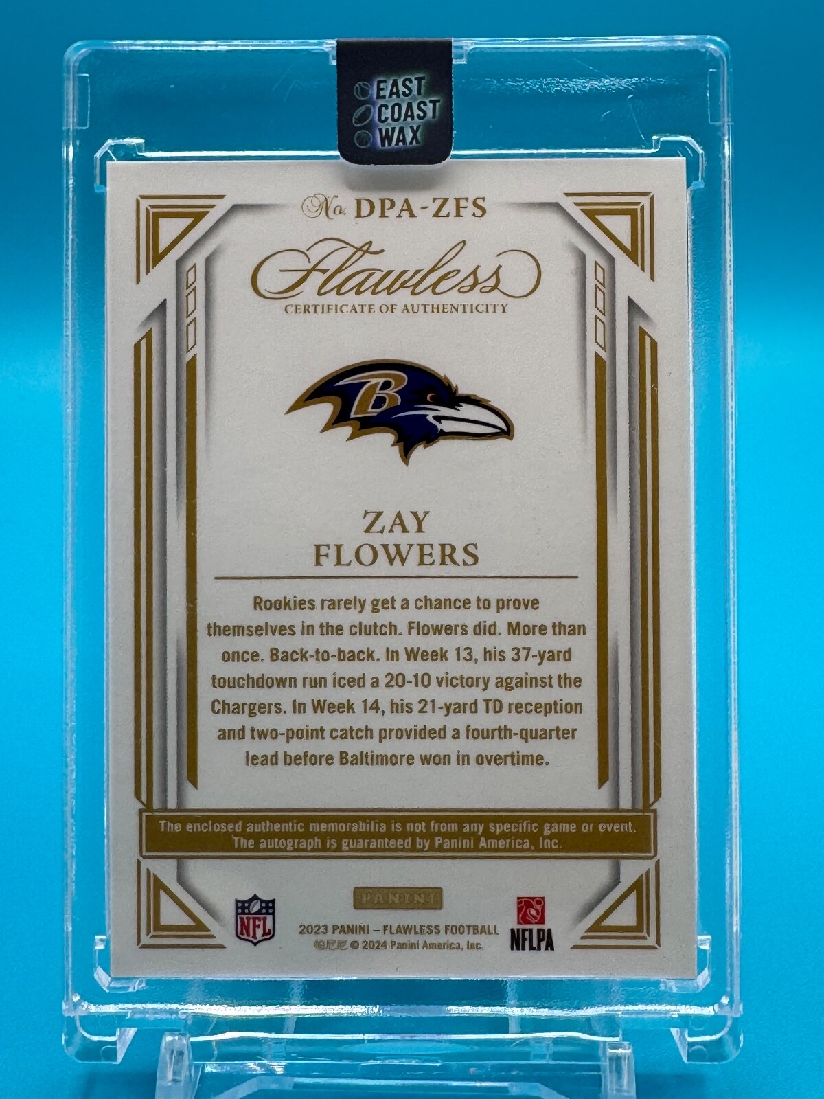Zay Flowers RPA Flawless Ruby Dual Patch (2 color) Autograph (on card) 6/15 view 2