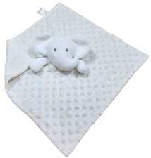 Nuby HTF Lovey Security Blanket Plush Minky Elephant White Gray Boy Girl Baby