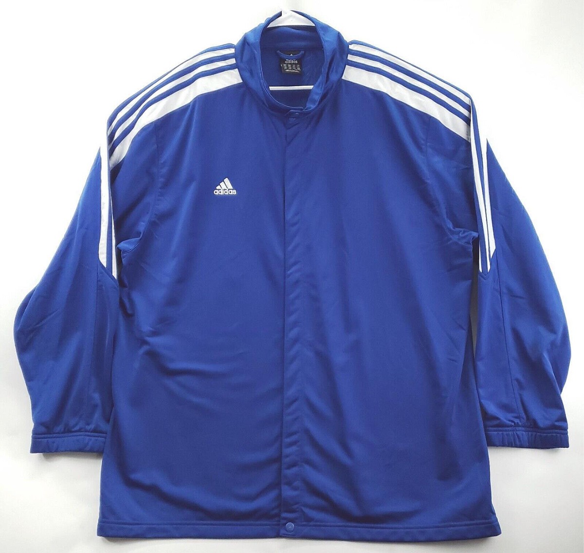 Vintage Adidas Track Jacket Mens 2XL Blue Warm Up 3 Stripe Mock