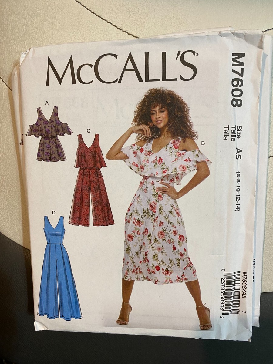 McCall's M7608 Sleeveless or Cold Shoulder Romper, Jumpsuit Sz