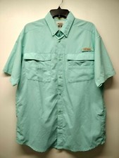 Blood N Guts Columbia PFG Vented Shirt Sz M Turquoise S/S Fishing Omni-Shield