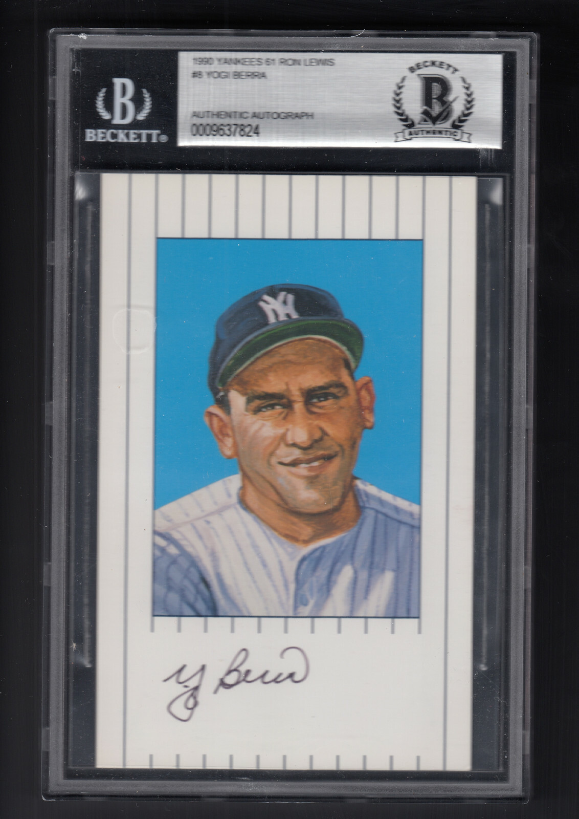 Yogi Berra Autographed Signed 1990 New York Yankees 1961 Ron Lewis Postcard Beckett COA 