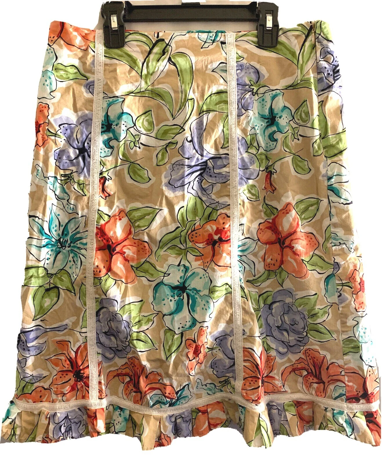 RQT SKIRT COTTON BLEND CLEAN FLORAL PRINT COASTAL GRANDMA SZE 10