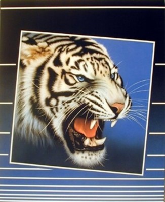 Tiger Roaring Blinds Close-up Home Decor Art Print Poster (16x20)