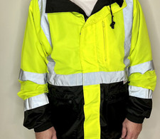 Class3 Reflect Safety Rain LongJacket XL Yellow Revers ANSI/ISEA 107 2020 TypeR