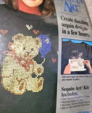 Vintage Distlefink Designs Sequin Art Teddy With Balloons Pattern And Sequins