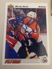 Murray Baron Philadelphia Flyers Upper Deck 91-92 Autographed card #497