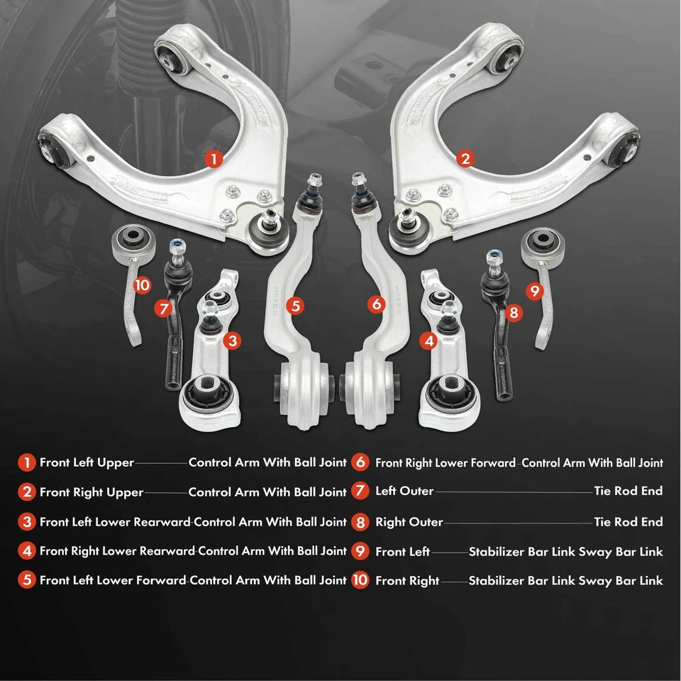 10x Brazo de control delantero con rótula y extremo de varilla de amarre para Mercedes-Benz E550 E320 Foto 2 de 4