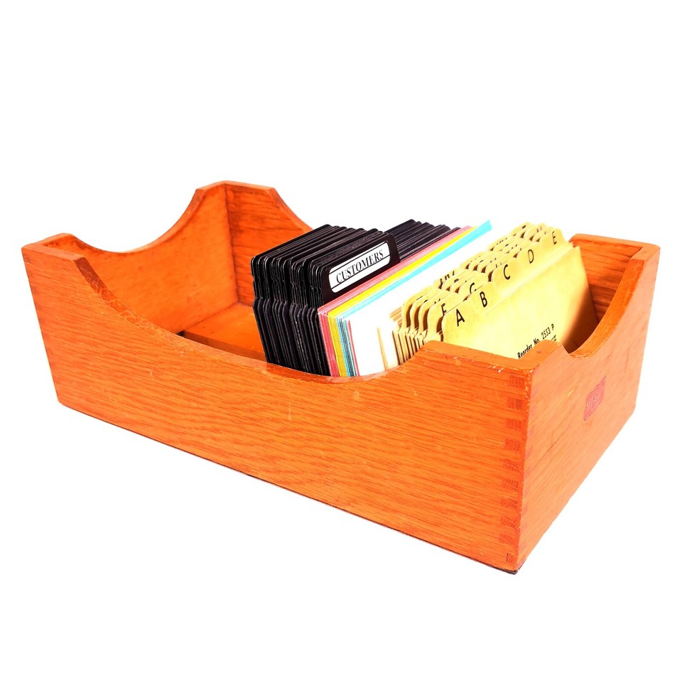 Antq Weis Mfg Monroe Mich US Oak Wood Index Card Recipe Contact File