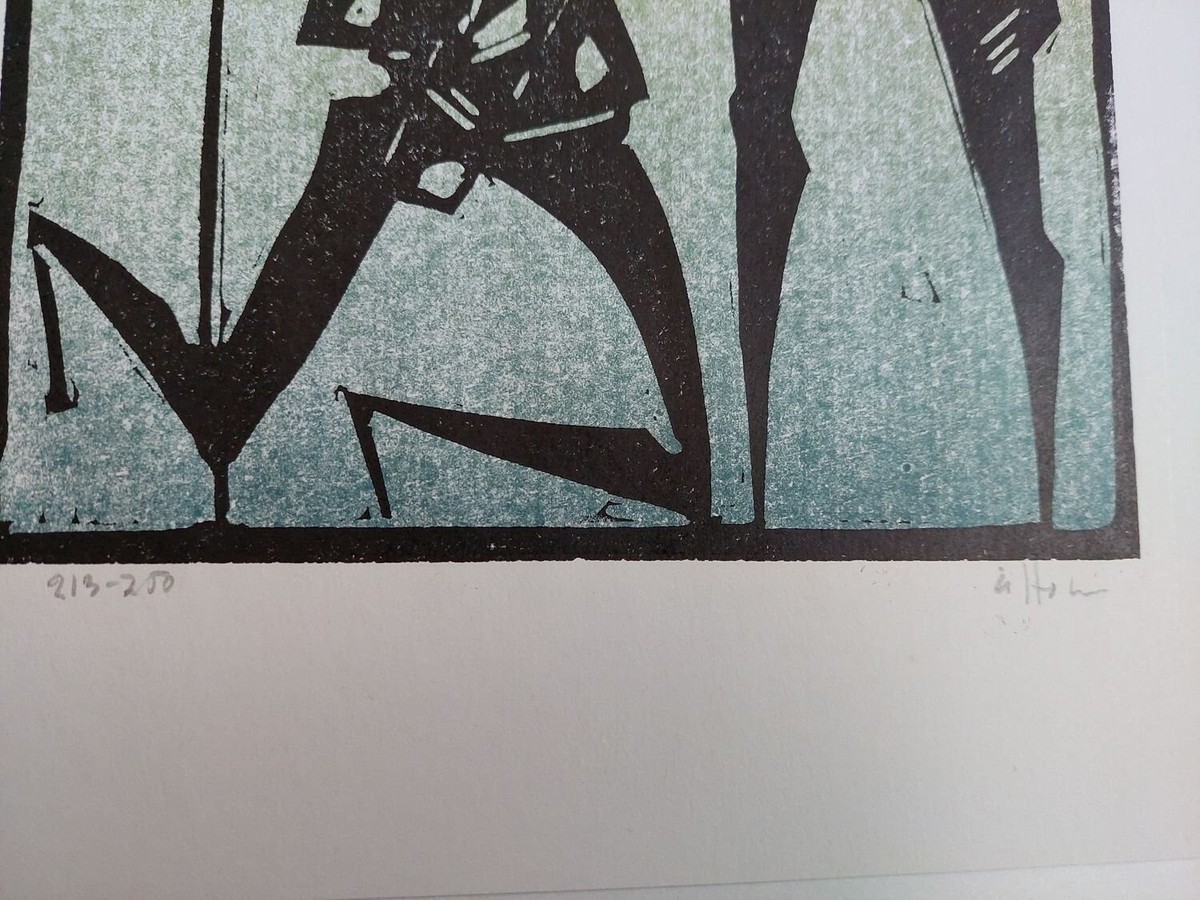 版画 Ake Holm Lithograph #227 Saul och David Åke HOLM Signed linocut 