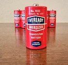 Vintage Eveready Red Battery 1035 Size C Union Carbide No Leakage Mint Free Ship