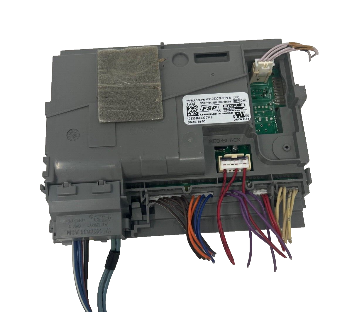 KitchenAid Whirlpool Dishwasher Control Board Part # W11353076 Rev. A