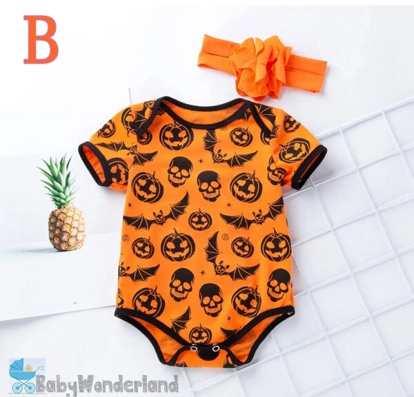 Baby Boy Girl 2 Pcs Halloween Costume Romper One Piece Headband Outfit 0-2Year - image 2 of 4