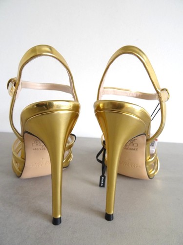 ZARA GOLD LAMINATED HIGH HEEL STRAPPY SANDALS SIZE UK 3 EU 36 USA 6 - Picture 9 of 12