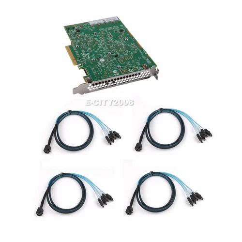 LSI 9300-16i 12Gbps 16Port SAS PCIe x8 HBA P16 IT Mode UNRAID 4*SFF-8643 Cable