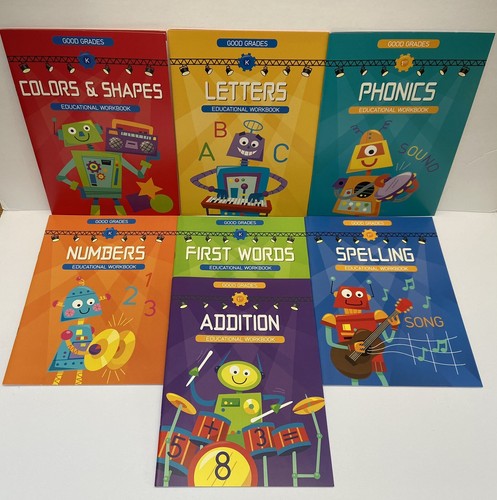 7 Kindergarten First Grade Math Reading Writing Activities Workbooks Homeschool - 第 1/11 張圖片