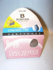 WOMENS L'EGGS SUNTAN DAY SHEER TOE CONTROL TOP PANTYHOSE STOCKINGS NYLONS SIZE B
