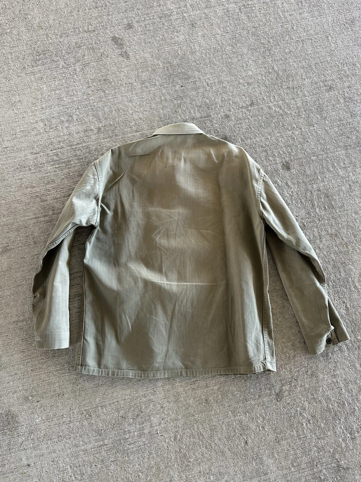 WWII USMC 1940s P41 HBT Herringbone Utility Shirt Jacket Metal Buttons  Sz. M-L - Image 3 of 4