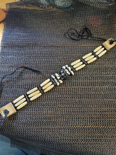 Choker Hairpipe Bone Leather Beads 