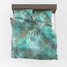 Mermaid Scales Comforter or Duvet Cover aqua bedding ocean bedding teal bedding