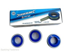 Silverline 10 Pack White Plumbers PTFE Thread Seal Tape - 12M x 12mm - 250475 
