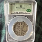 1917 Liberty Walking Half Dollar Silver CAC G6 Mintmark Reverse