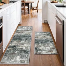  Kitchen Rugs Sets of 2 Non Slip Washable Kitchen Mats for Floor, Waterproof 